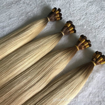 Top Quality European Cuticle Human Hair Double Drawn Hand Tied Weft Hair Extension
